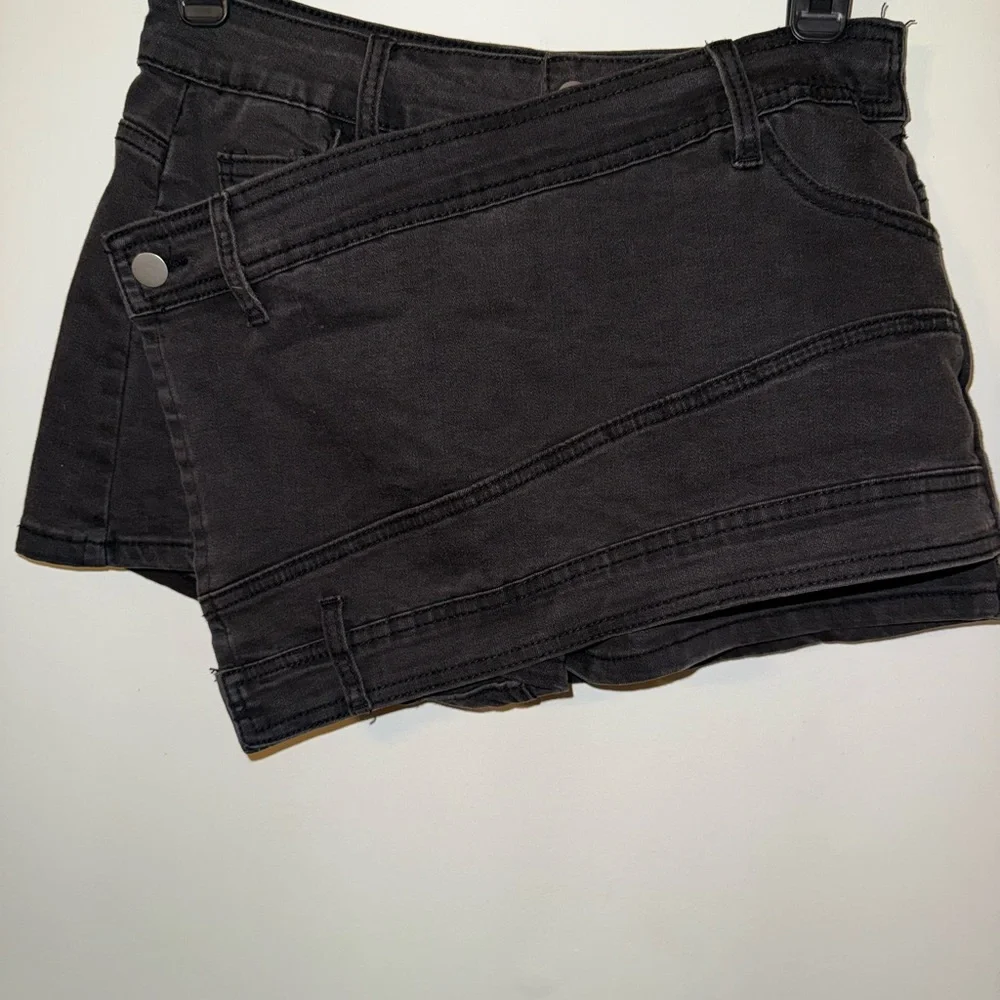 Black Denim Mini Skirt - Picture 1 of 4